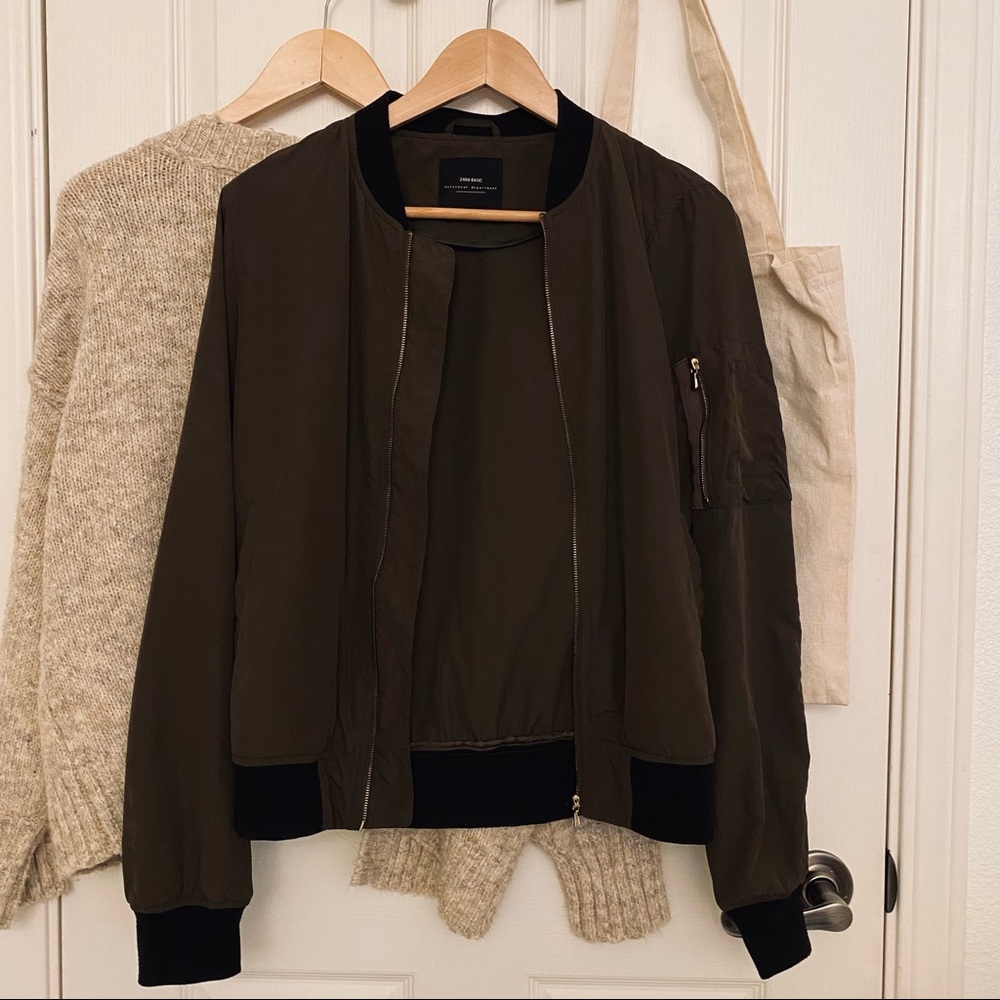 Olive green bomber jacket